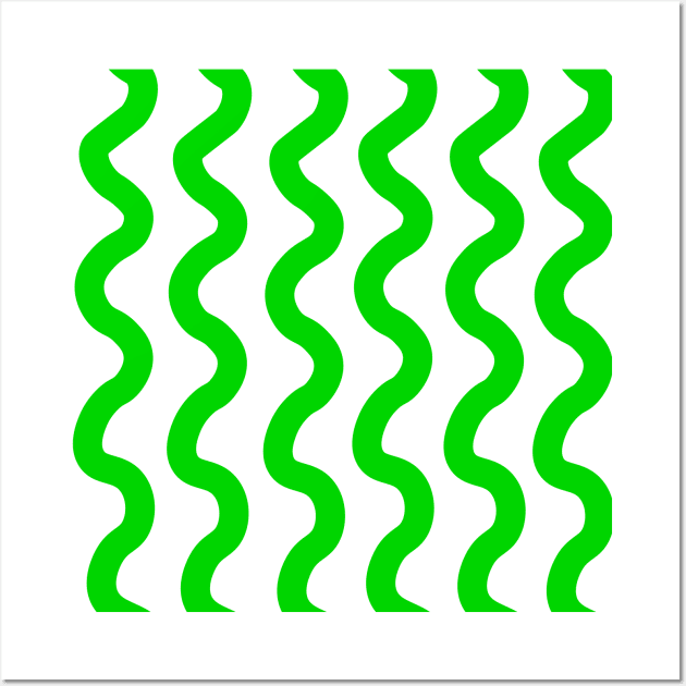 Green vertical wavy curly lines pattern Wall Art by Baobabprintstore